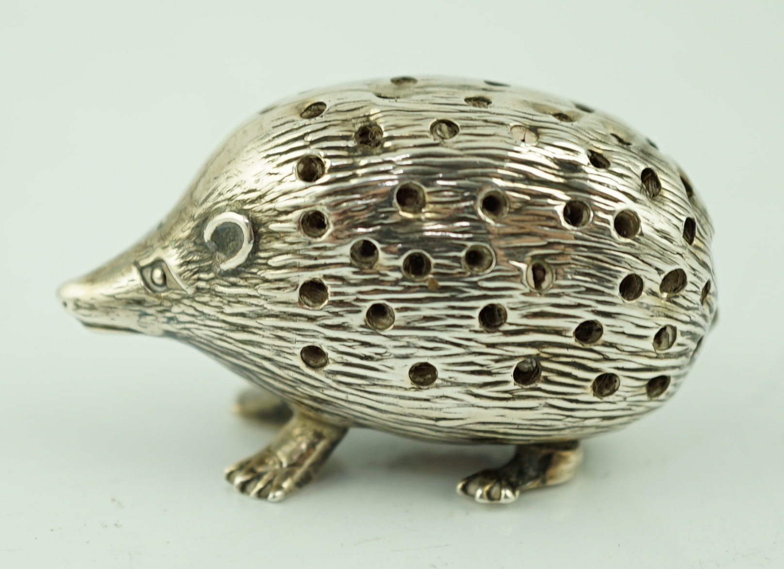 An Edwardian novelty silver pin cushion, modelled as a hedgehog, Levi & Salaman